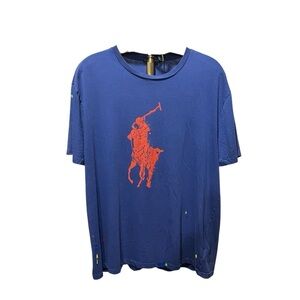 Polo by Ralph Lauren Classic Fit Tee Big Pony Logo Large Paint Splatter